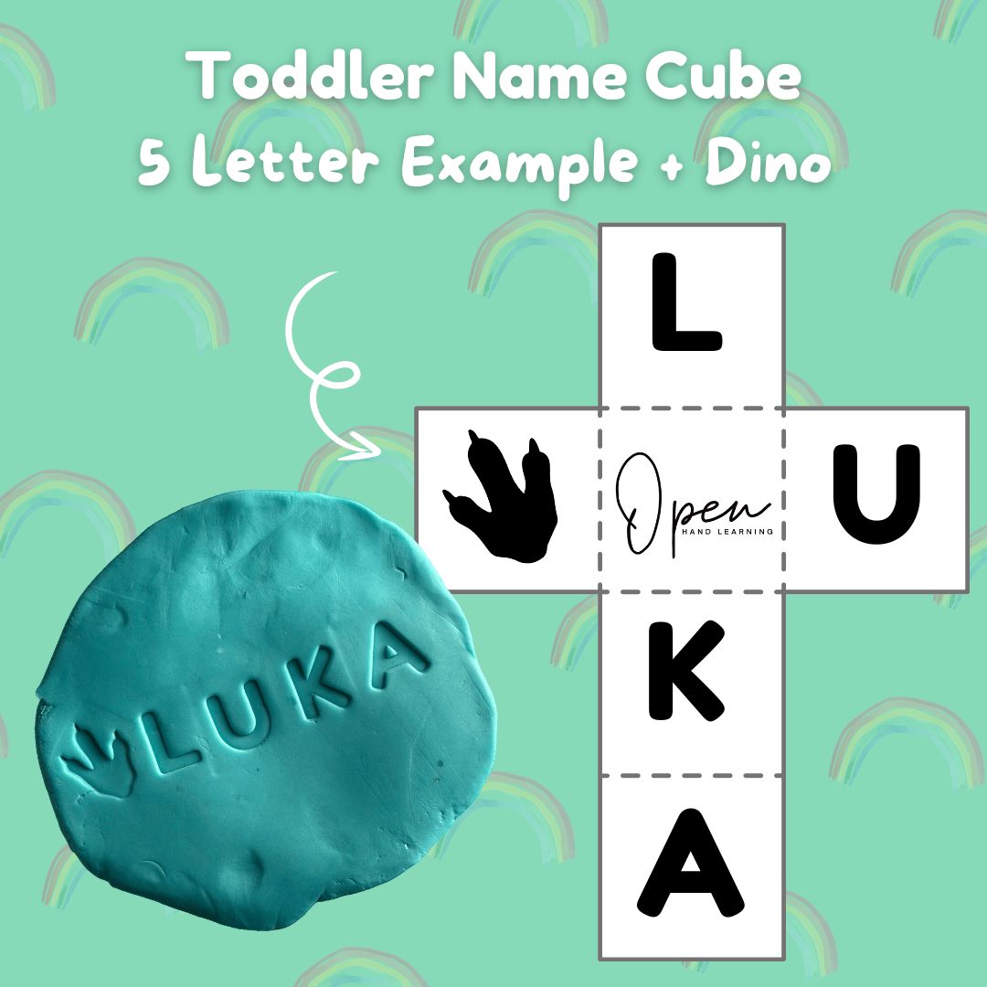 Custom Name Play Dough Stamp – Toddler Cube - from Open Hand Learning - Busy Bag Toddler Activity