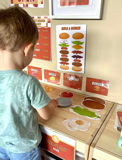 FREE Little Burgers Shop Play Set: Printable Burger Pretend Food for Toddlers Fun