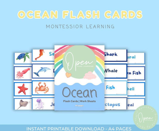FREE Toddler Ocean Animal Montessori Flash cards and worksheets | Early Learning