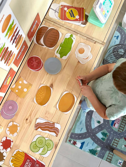 FREE Little Burgers Shop Play Set: Printable Burger Pretend Food for Toddlers Fun