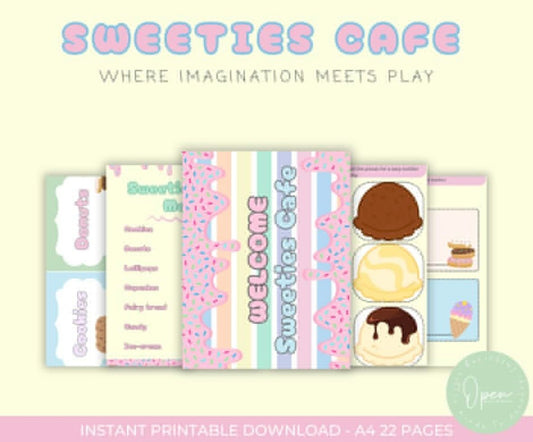 FREE Sweetie's Cafe Playset: Printable Pastel Pretend Food for Toddler fun