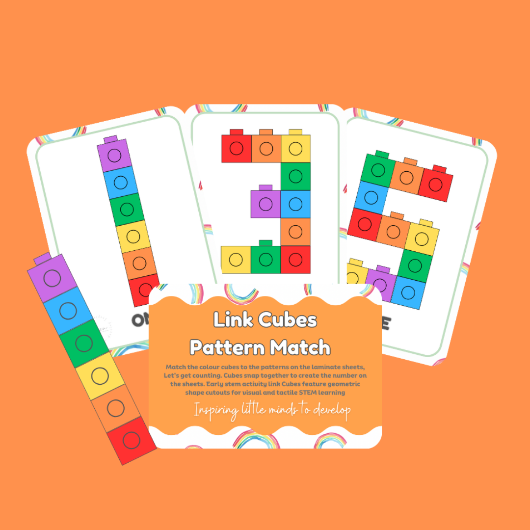 Colorful pattern matching game cards on an orange background