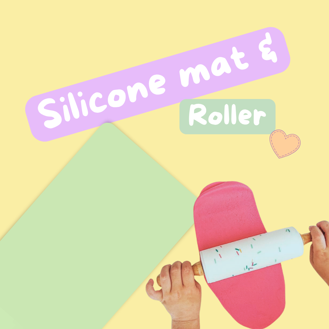 Silicone Play Dough & Roller Bundle – A3 Mat + Rolling Pin