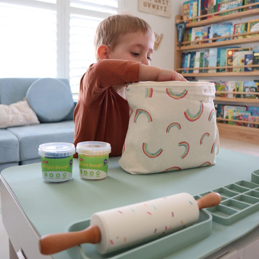 Silicone Play Dough & Roller Bundle – A3 Mat + Rolling Pin