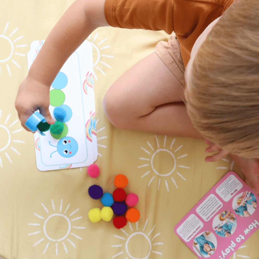 Busy Bag – Caterpillar Pom Pom Match - from Open Hand Learning - Busy Bag Toddler Activity